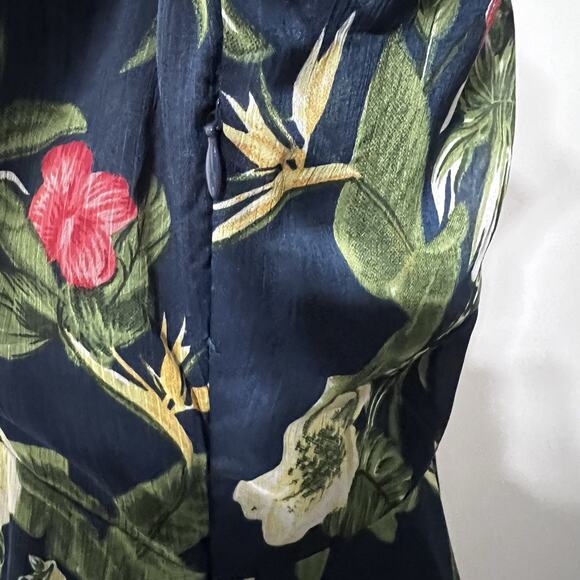Md’M Tropical Dress Hawaii Hibiscus Short Chiffon Blue Medium Sz 10 resort - Picture 4 of 11